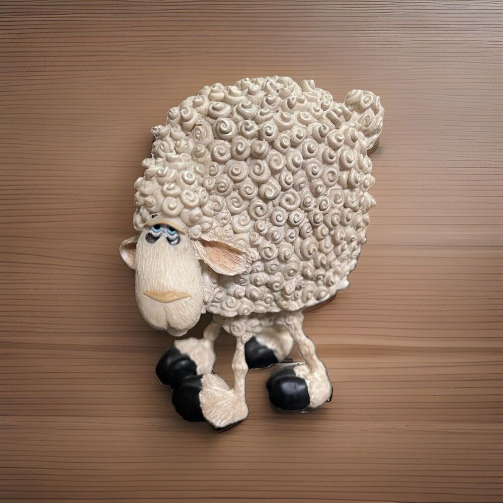 Russ Berrie "Ramsey" Resin SHEEP LAMB Doug Harris Bobble Bod Farm Country SIGNED